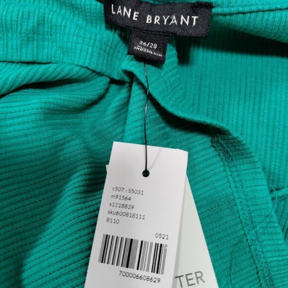 NWT Lane Bryant Peplum Babydoll Tunic Top Waffle Knit Green Womens Plus 26/28 - Picture 11 of 11